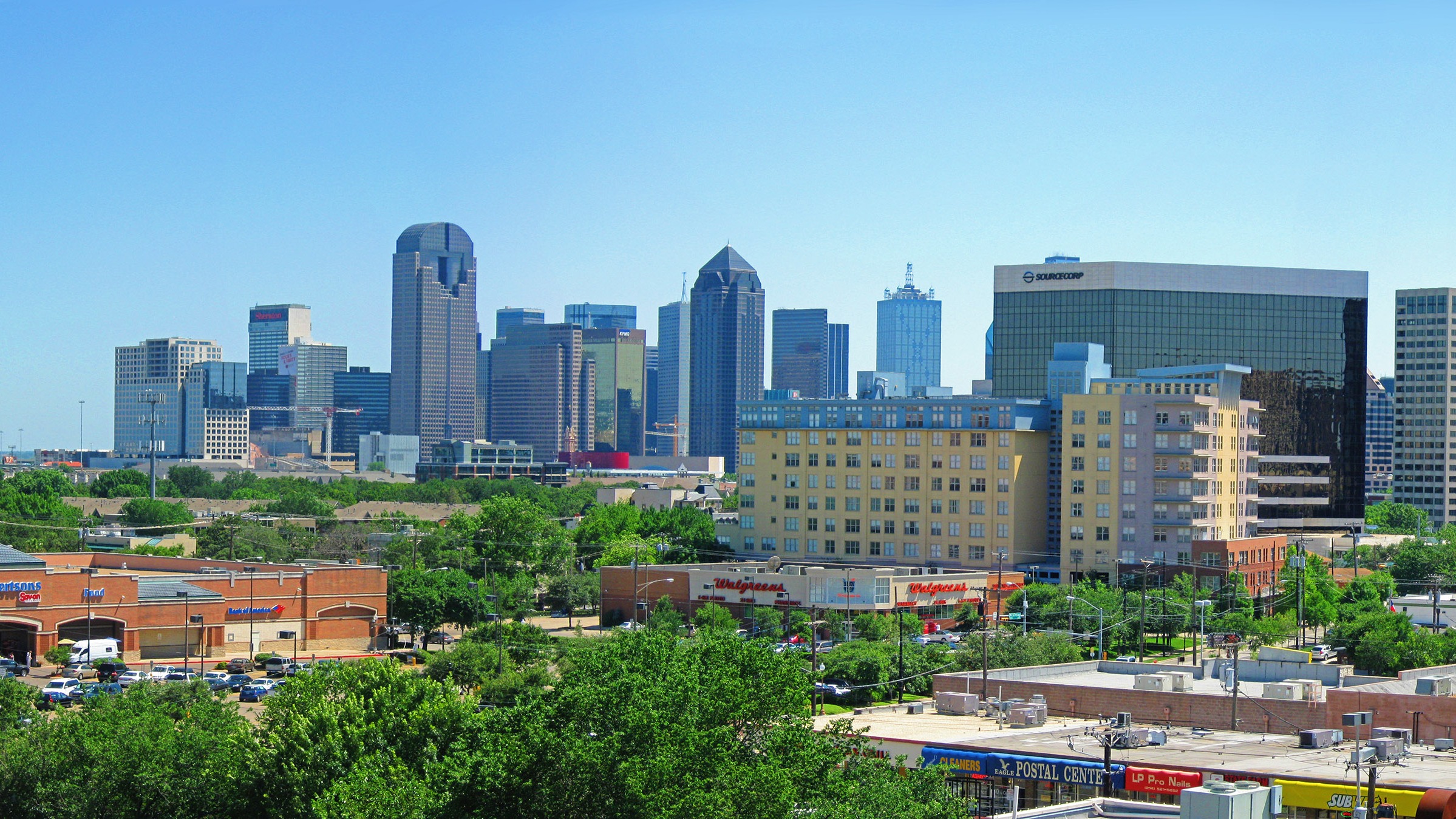 North Dallas and Uptown view looking south toward the Downtown Dallas skyline